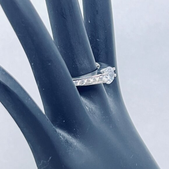 Silver Tone With Clear Glass Rhinestone Statement Ring (R365) - Picture 3 of 6